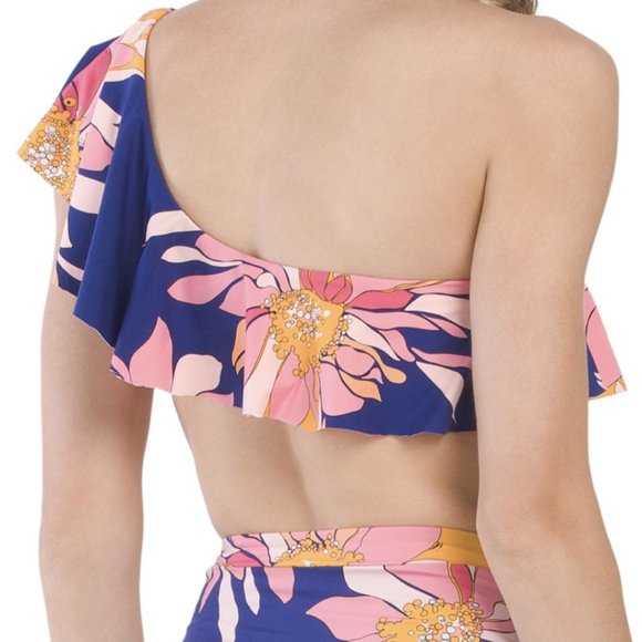 NWT Trina Turk Breeze Two Piece Bikini Swimsuit Size 6 High Waist Bottoms Ruffle - Picture 4 of 12